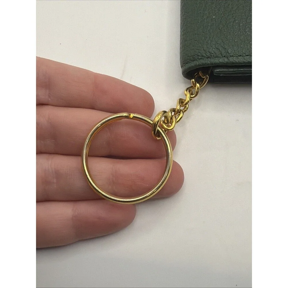 Longchamp Paris Made In France Key Ring Wallet Flap Forest Green Rare